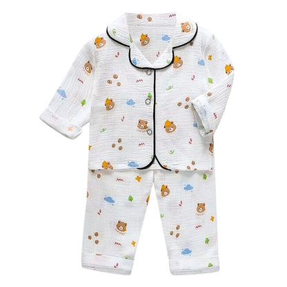 2025 Nuovo set per neonati con maniche lunghe, set primaverile con cartoni animati, arredamento coreano per la casa, pigiama comodo e carino, set di due pezzi