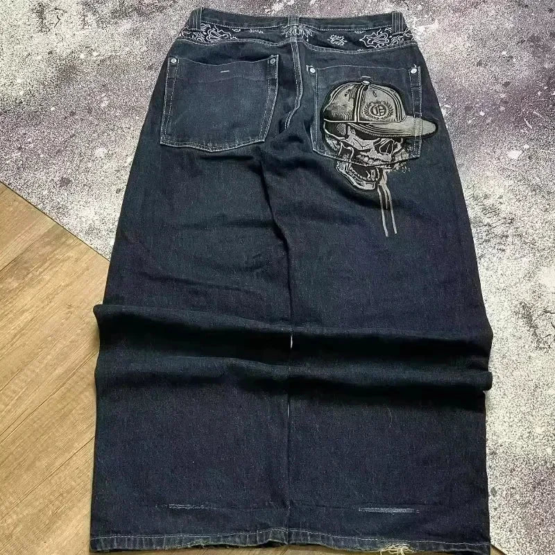 2024 Nuova tendenza americana 2024 Jeans larghi con ricamo hip-hop retrò per uomo e donna Y2K Harajuku Gothic Streetwear