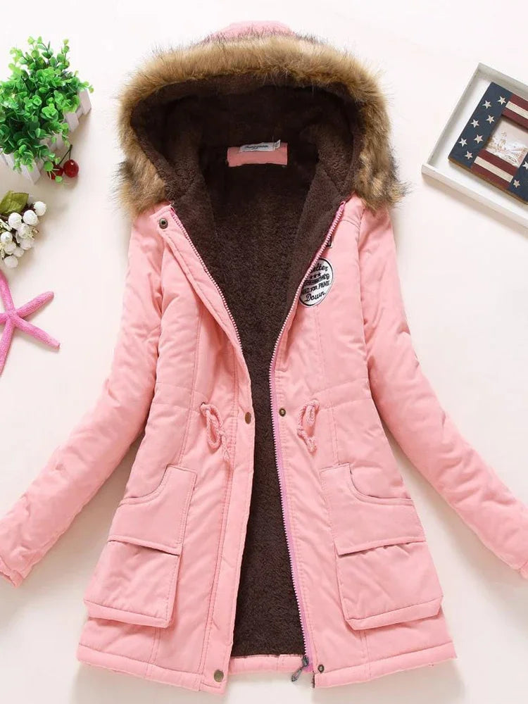 Qpipsd 2025 New Autumn Winter Women Cotton Jacket Padded Casual Slim Coat Emboridery Hooded Parkas Wadded Warm Overcoat
