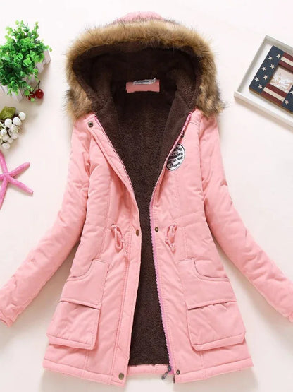 Qpipsd 2025 New Autumn Winter Women Cotton Jacket Padded Casual Slim Coat Emboridery Hooded Parkas Wadded Warm Overcoat