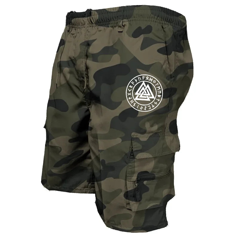 Pantaloncini tattici da uomo Delta Core Cargos con simbolo geometrico, tessuto elasticizzato in quattro direzioni, tasca di sicurezza nascosta, elastico in vita per palestra e fitness.
