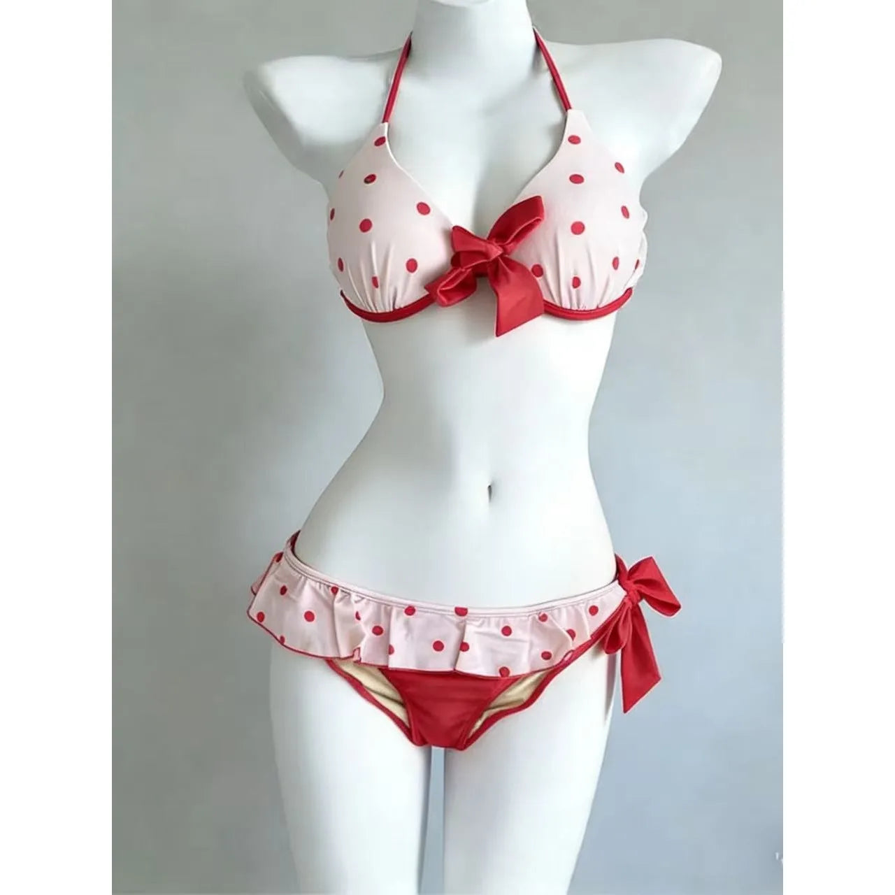 2026 New High Waist Fairy Sweet 4-Piece Women's Split Bikini Set - Print Trendy Swimwear Beach Vacation Summer Party Fashion