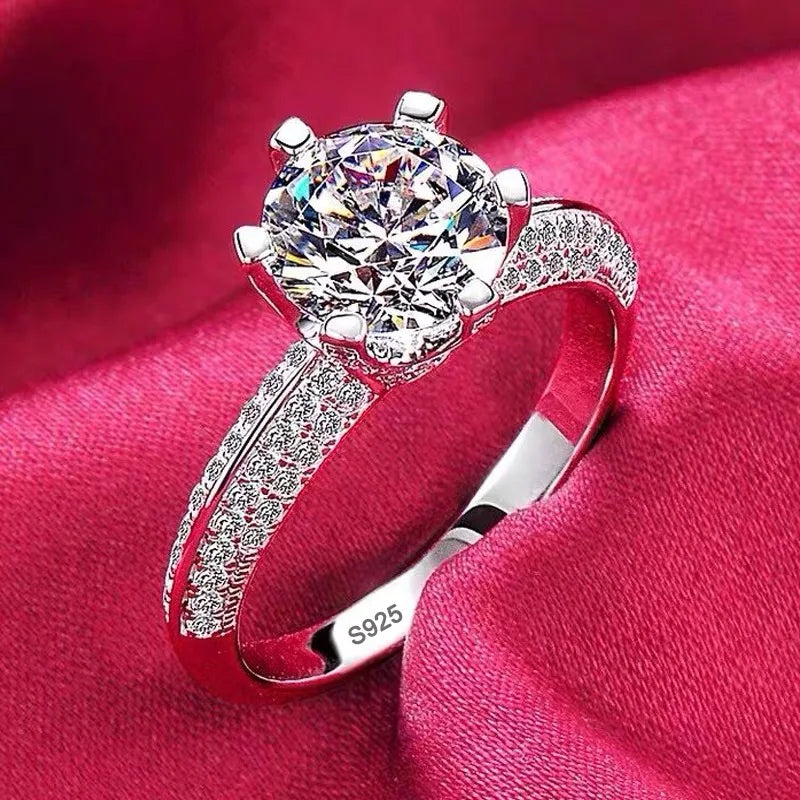 Anelli di lusso YHAMNI in oro bianco 18 carati, anello in argento massiccio 925 al 100%, fede nuziale con zirconi e diamanti di alta qualità per donna, regalo di gioielleria.