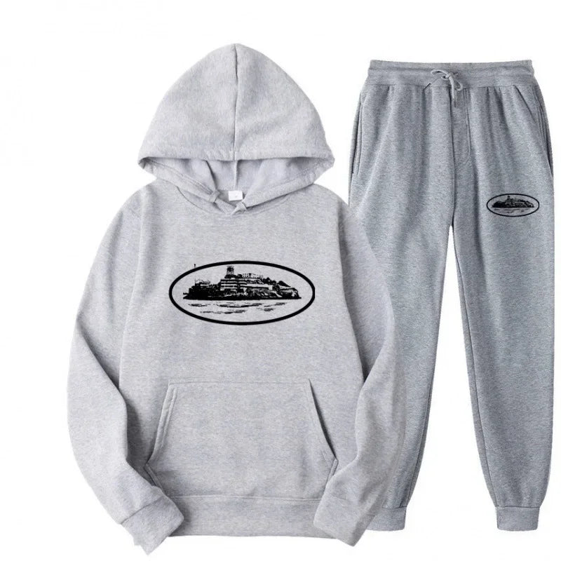 NICE Loose Unisex Fleece-lined Printed Sweatshirt Hoodie Set Devil Prisoner Pattern Eco-Friendly Soft Comfortable Casual Wear