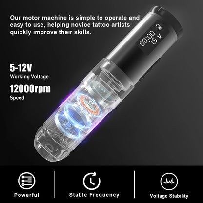 Kit completo per tatuaggi, macchinetta per tatuaggi wireless con corsa regolabile da 2,7 a 4,5 mm, penna per tatuaggi e cartucce miste per tatuatori.