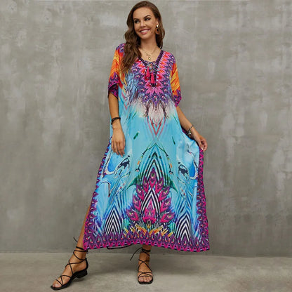 Women's Clothing Kaftan Dresses for Women Plus Size Bathing Suit Cover up Caftan Maxi Beach Dresses