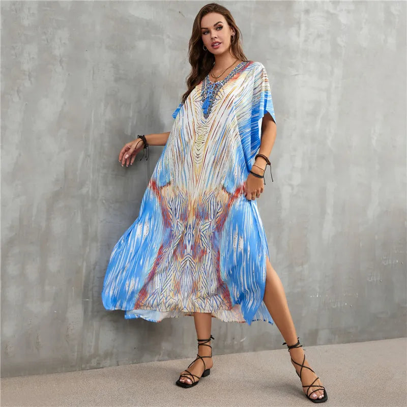 Women's Clothing Kaftan Dresses for Women Plus Size Bathing Suit Cover up Caftan Maxi Beach Dresses