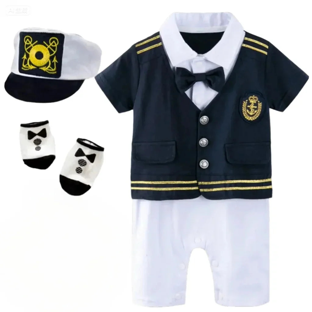 Costume da capitano per neonati, tutina da Halloween/Carnevale/Cosplay per bambini, abito da capitano/marinaio per bambini piccoli