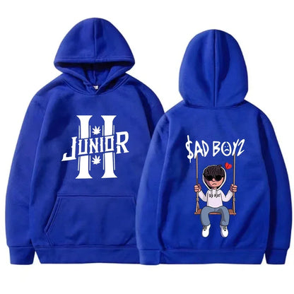 Felpa con cappuccio da uomo primavera 2024 Junior H Sad Boys Harajuku Girls Hip Hop Pullover Elegante Regalo musicale Casual Ampia Comoda Felpa