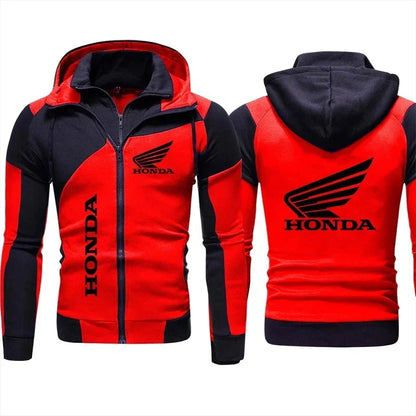 Felpa con cappuccio Honda, giacca da motociclista, felpa con stampa logo Honda Wing, pullover, giacca da motociclista alla moda, abbigliamento da uomo, felpa con cappuccio e cerniera personalizzata