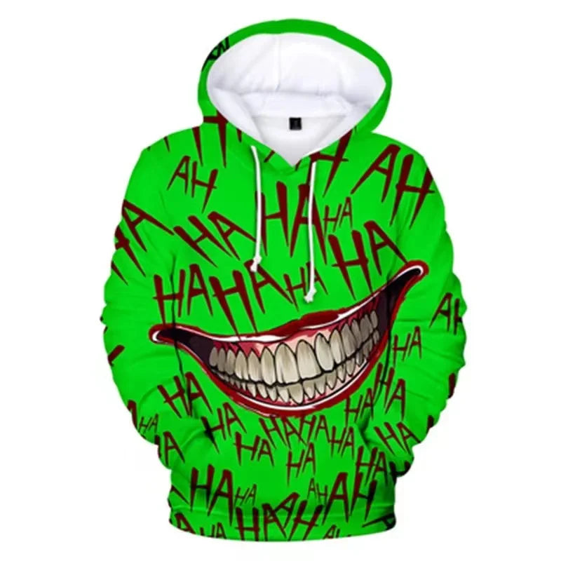 Felpa con cappuccio Haha joker con stampa 3D, uomo/donna, stile hip hop, divertente, autunnale, streetwear, sottile, oversize, per coppie.