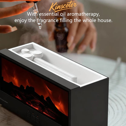 Diffusore di aromi creativo per camino con effetto fiamma, umidificatore d'aria e luci colorate con telecomando, ideale come regalo per casa o ufficio/set di oli essenziali.