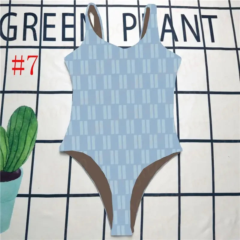 The 2025 high-waisted bikini letter print swimsuit is the latest V-neck swimsuit for women in summer