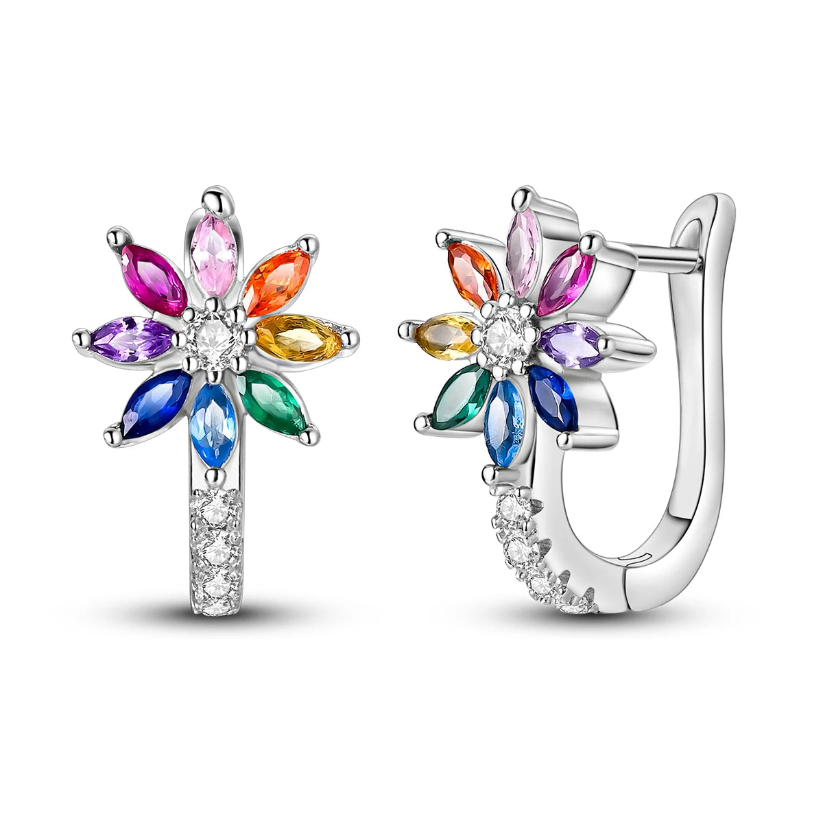 Orecchini a cerchio originali in argento 925 con stella, luna, trifoglio e farfalla con zirconi, perfetti per la creazione di gioielli e come regali di nozze per donne e ragazze.