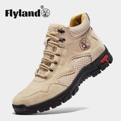 Stivaletti da uomo FLYLAND, scarpe casual in pelle, stile vintage, cuciture a mano, scarpe morbide, fatte a mano per il lavoro.