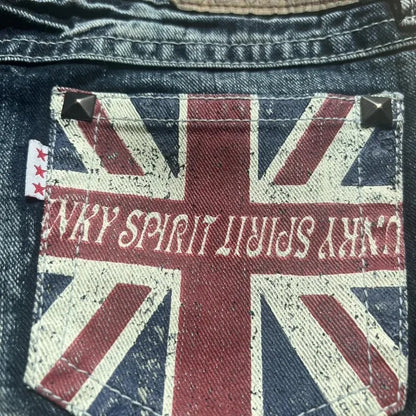 Motociclista britannica Y2K, pantaloncini stampati hot melt, pantaloncini in jeans sexy stile Spice Girls, minigonna a vita bassa