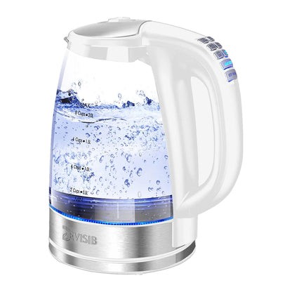 Bollitore elettrico in vetro DEVISIB, 2200W, ebollizione rapida, controllo della temperatura, mantenimento in caldo per 4 ore, 2,0 litri, ideale anche come bollitore per tè e acqua calda.
