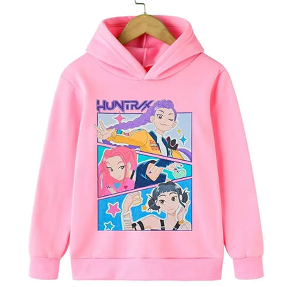 Felpa con cappuccio Kpop cacciatore di streghe per bambini, ragazze, ragazzi, primavera-autunno, giacca dojo originale street, autunno-inverno