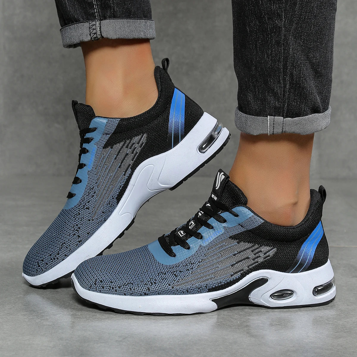 Scarpe da corsa da uomo traspiranti con lacci, scarpe casual in mesh intrecciato fei, scarpe da uomo comode con ammortizzazione ad aria, spedizione gratuita