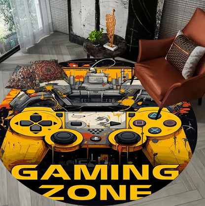 Tappeto rotondo per gamer, ideale per soggiorno e camera da letto, perfetto per creare un'atmosfera da gaming. Facile da pulire.