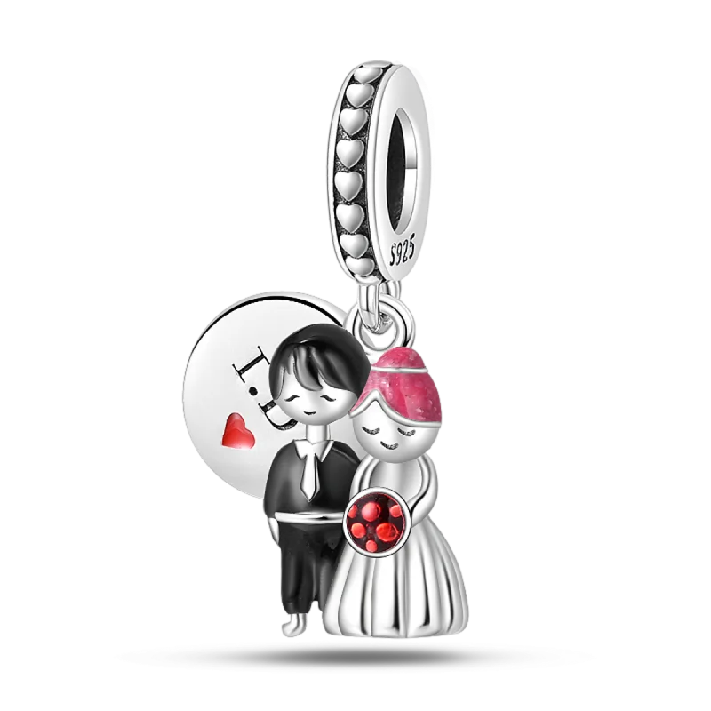 Anello romantico in argento sterling 925 con rosa, ideale per coppie, perfetto come proposta di matrimonio o per San Valentino. Ciondoli e perline adatti a collane e bracciali, perfetti per creare gioielli fai da te e regali.