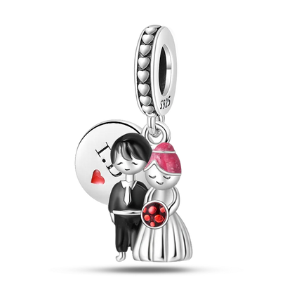 Anello romantico in argento sterling 925 con rosa, ideale per coppie, perfetto come proposta di matrimonio o per San Valentino. Ciondoli e perline adatti a collane e bracciali, perfetti per creare gioielli fai da te e regali.