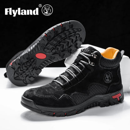 Stivaletti da uomo FLYLAND, scarpe casual in pelle, stile vintage, cuciture a mano, scarpe morbide, fatte a mano per il lavoro.