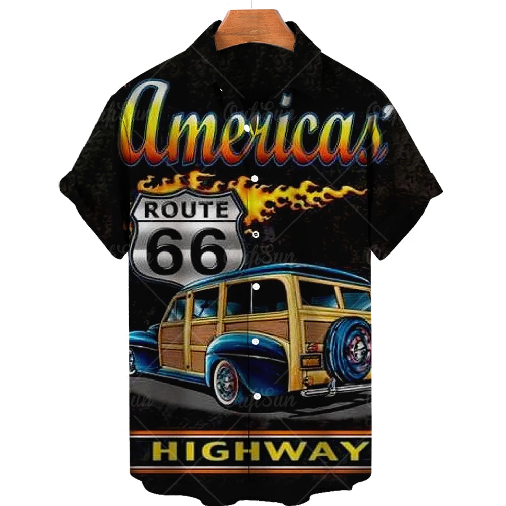 Maglietta da uomo Route 66 Biker 3D per ragazze motocicliste Maglietta Route 66 per uomo Maglietta oversize a maniche corte americana da uomo Maglietta da viaggio