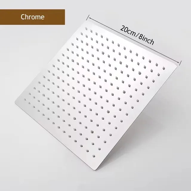 8/10/12 Inch Black Silver Gold Stainless Steel High Pressure Waterfall Shower Head Large Flow Pressure Boosting Bathroom Shower
