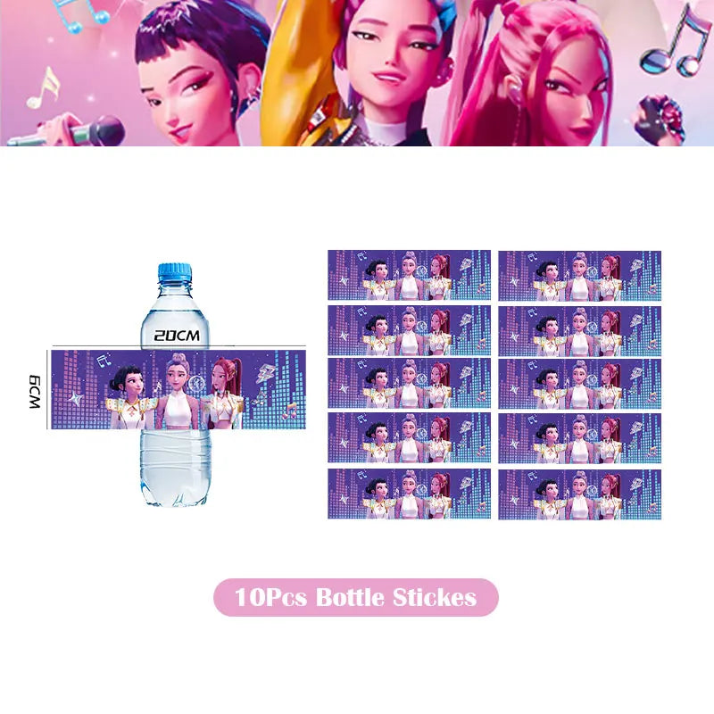 Kpop Demon Hunter Birthday Decoration Set Kpop Girl Cup Pate Happy Balloon Happy Banner Gift Bags Supplies for Kids Party Favors