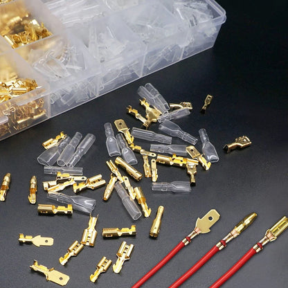 Insulated Male Female Wire Connector Tabs Set 2.8/4.8/6.3mm Electrical Crimp Terminals Brass Spade Terminal Connectors Kit