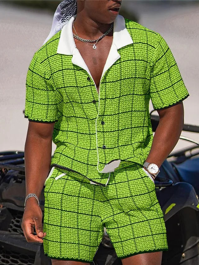 Completo da vacanza hawaiano da uomo, estivo, con camicia a maniche corte e pantaloncini, set di 2 pezzi, streetwear alla moda, abbigliamento casual con stampa 3D.
