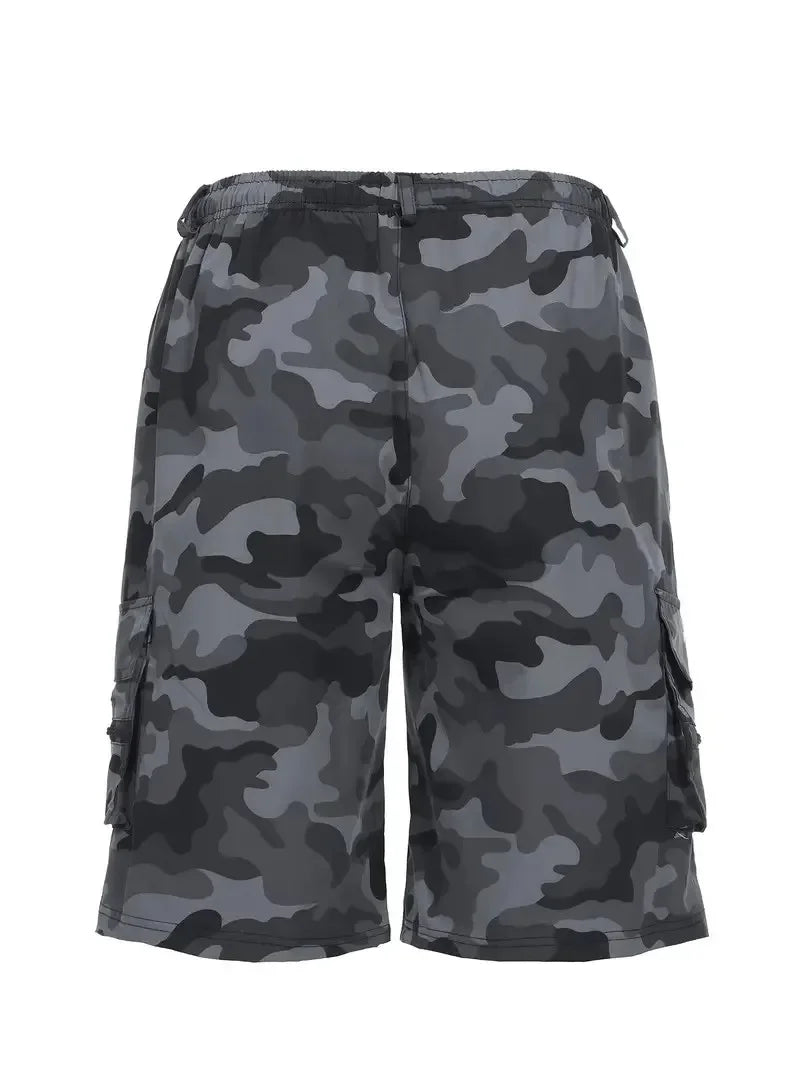 Pantaloncini tattici da uomo Delta Core Cargos con simbolo geometrico, tessuto elasticizzato in quattro direzioni, tasca di sicurezza nascosta, elastico in vita per palestra e fitness.
