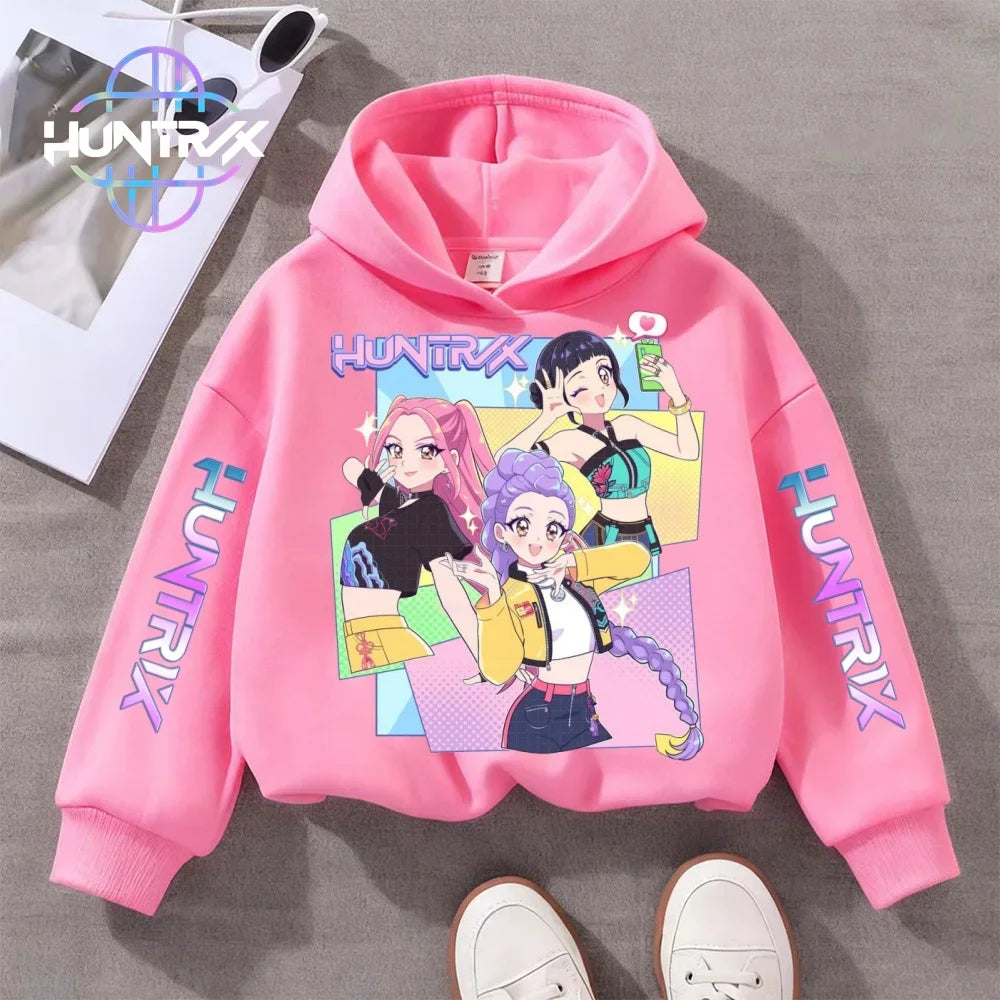 Felpa con cappuccio KPop Demon Hunters per bambini dai 3 ai 14 anni, con grafica Derpy, calda felpa autunnale