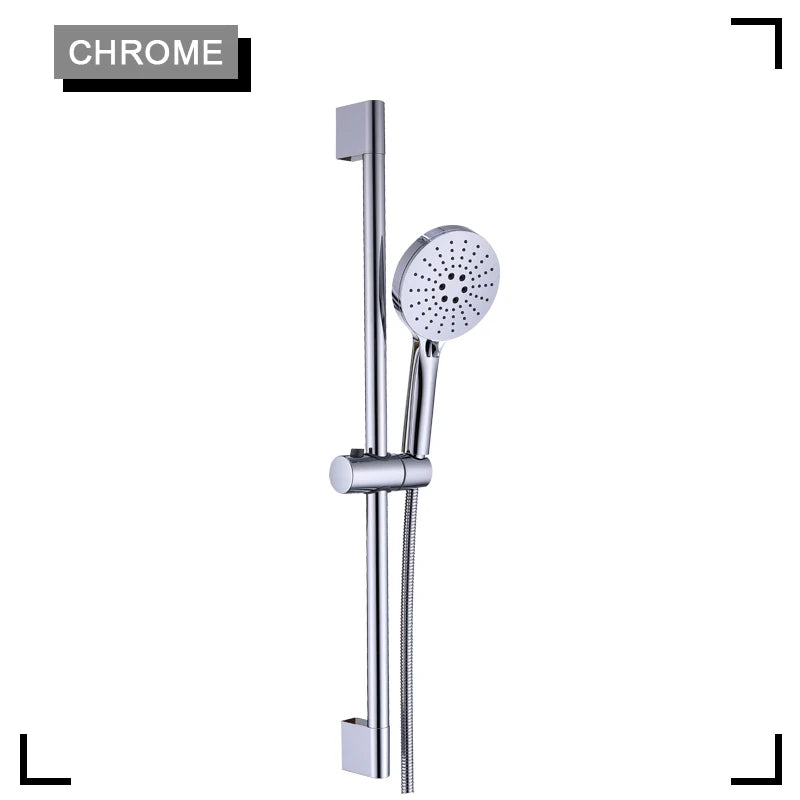 Black Shower Column Set Bathroom Accessories Shower Head  Wall Mount Slider Adjustable Shower Head Rail Lift Slide Mount