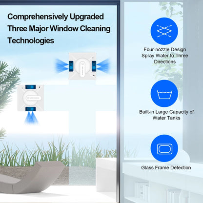 Window Cleaning Robot Liectroux YW509, 2-Way Water Spray,Home Glass Floor Wall Robot Window Cleaner,Strong Vacuum