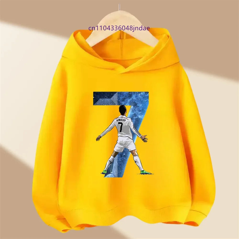 Abbigliamento per bambini di marca, felpa casual per bambini, felpa sportiva per primavera e autunno per ragazzi e ragazze, pullover con stampa Ronaldo