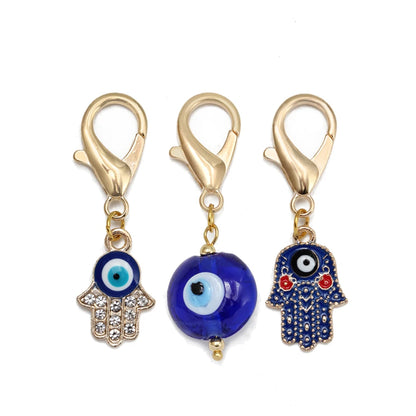 Set di 3 portachiavi Lucky Eye Turkish Evil Eye in lega, portachiavi rotondo Fatima, portachiavi per borsa e auto, pulsaras bijoux צמידים