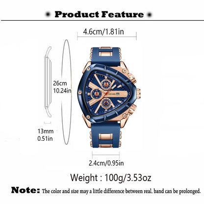 Orologio sportivo da uomo unico, cinturino in silicone di alta qualità, orologio al quarzo con datario automatico, nuovo design, orologio da polso di tendenza, regalo per lui