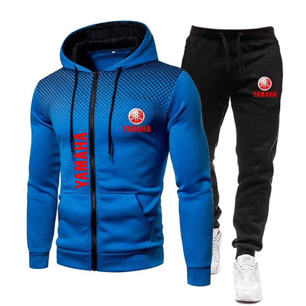 The popular Yamaha logo two-piece men's sportswear for 2025, running clothes, sportswear, hooded sweatshirt, zipper sweatshirt,
