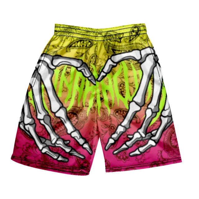 Pantaloncini da spiaggia classici estivi 2024 con teschio, nuovi modelli alla moda con stampa di mano scheletrica, pantaloncini da palestra per uomo e donna, ad asciugatura rapida, pantaloncini da ghiaccio.