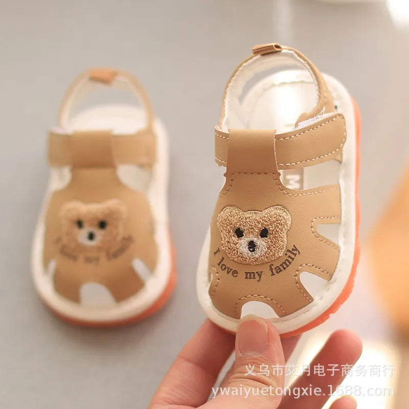Sandali estivi per bambini da 0 a 2 anni, scarpe con fischietto, sandali per neonati, sandali per bambini e bambine con suola morbida e punta antiurto.