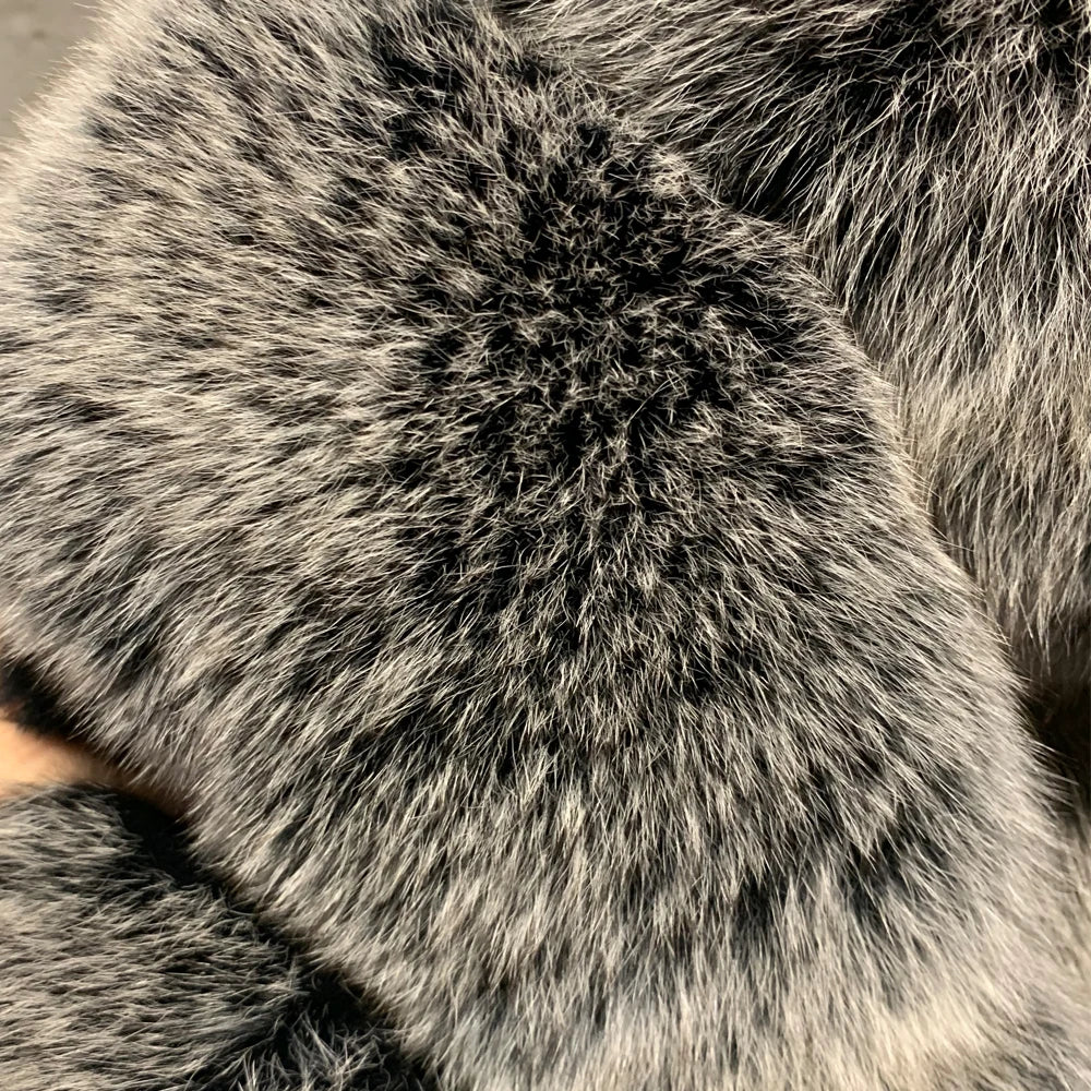 # Golden Fox Fur Jacket Lady Real Fox Fur Coat Short Female Long Sleeve Natural Fur Cloth with Collar