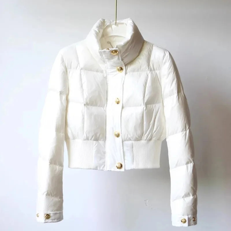 Fashion Single-Breasted Zipper Cotton-Padded Jacket 2025 Women Winter New Warm Cotton Coat Black White Bread Puffer Coats Female