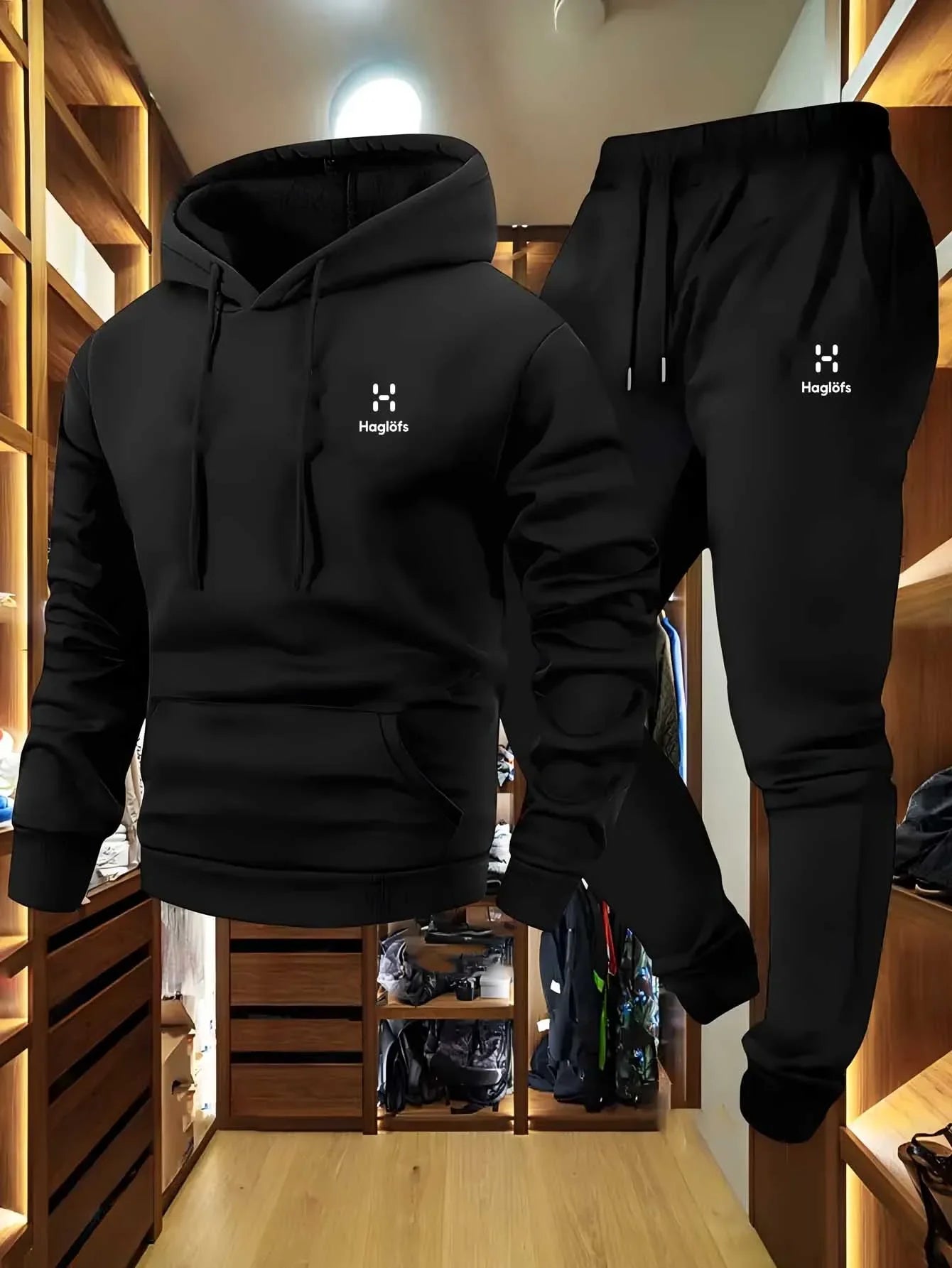2025 comfortable and breathable men's autumn and winter casual two-piece set hooded sweatshirt long pants regular outdoor