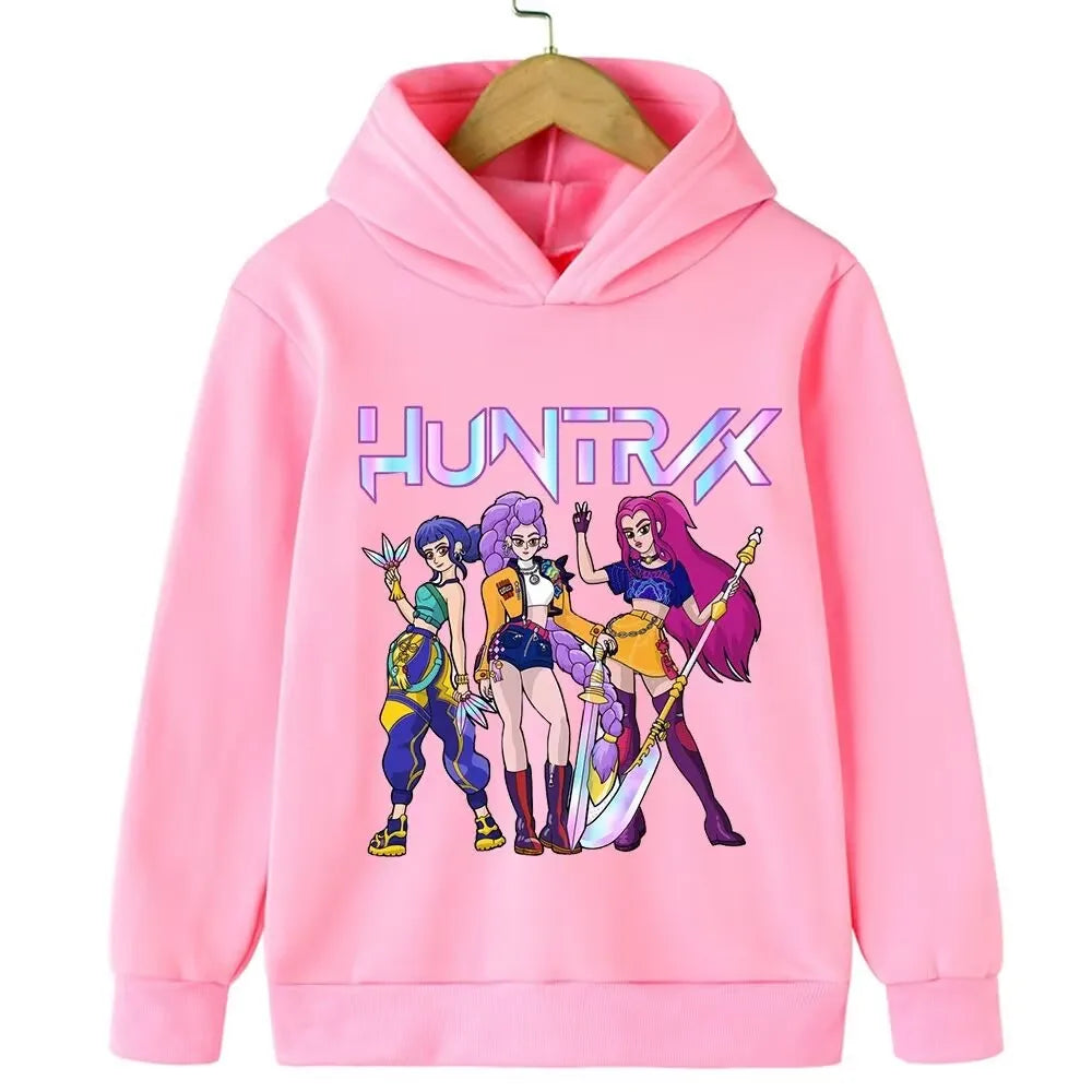 Felpa con cappuccio Kpop cacciatore di streghe per bambini, ragazze, ragazzi, primavera-autunno, giacca dojo originale street, autunno-inverno