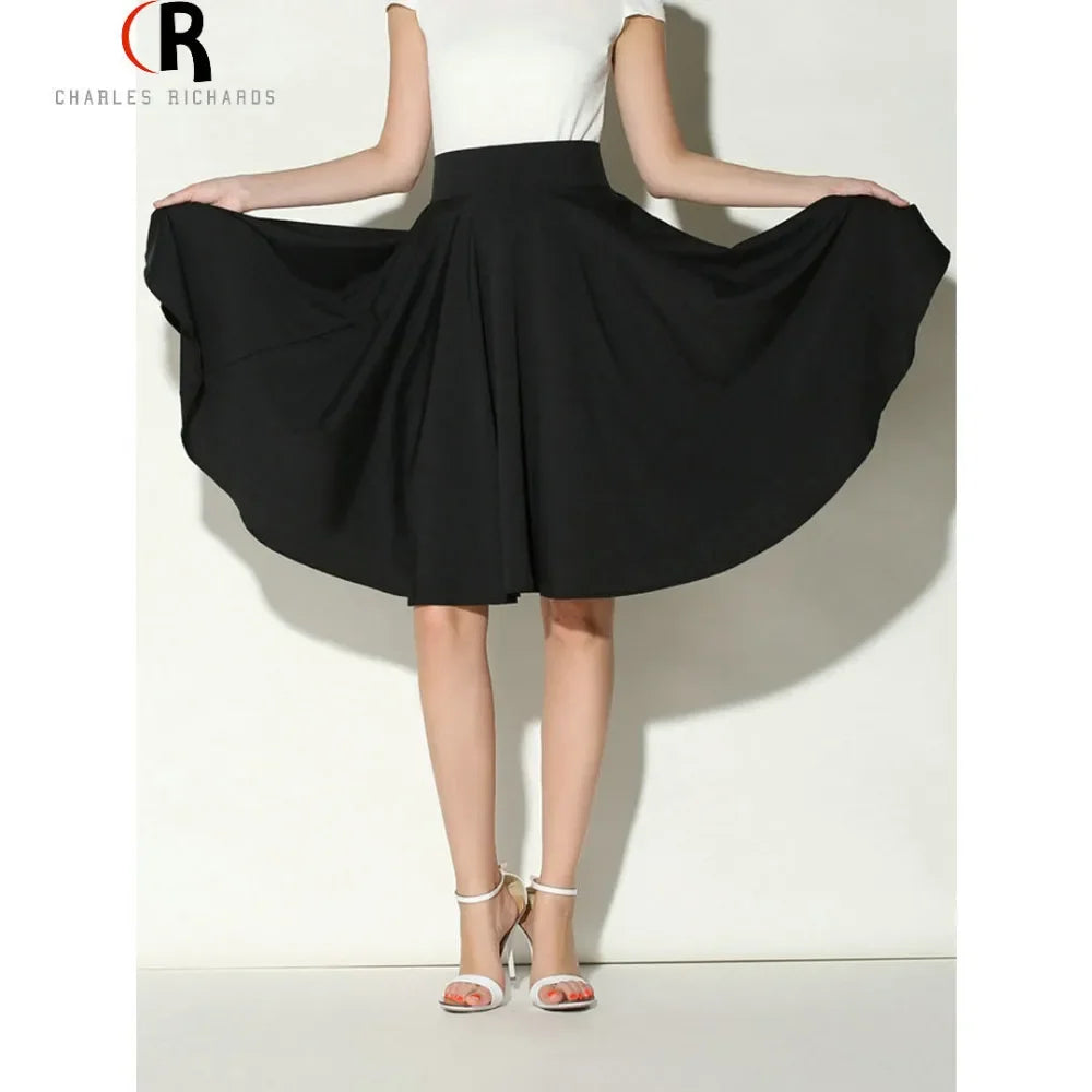 2018 Summer High-waisted Vintage Casual Mid-length Skirt Bohemian Style Ice-skating Dress For Women