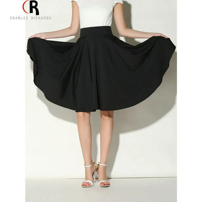 2018 Summer High-waisted Vintage Casual Mid-length Skirt Bohemian Style Ice-skating Dress For Women