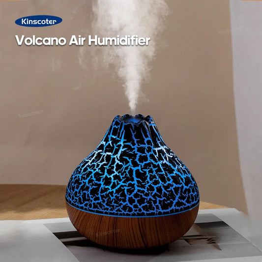 Umidificatore d'aria Volcano da 300 ml, da tavolo, con USB, diffusore di vapore acqueo, purificatore d'aria, nebulizzatore e luce notturna colorata.