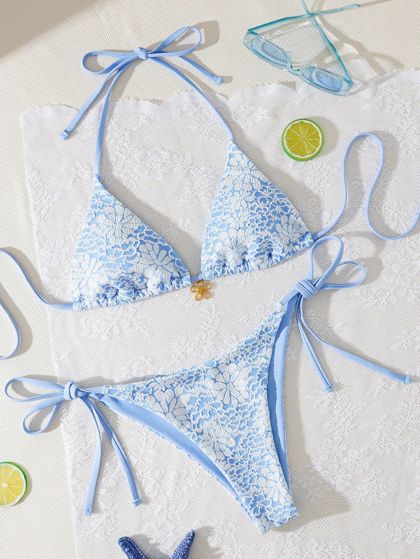 "2025 New Triangle Bikini Set - Floral Print Push Up Swimsuit & Brazilian Bottoms"